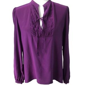Nieves Lavi New York 100% Silk Blouse Plum Purple Size Large